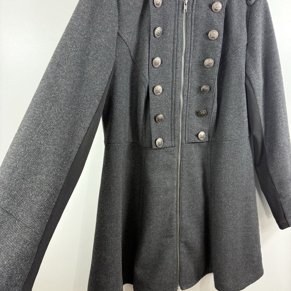 Torrid Gray Military Coat 1X Long A Line Wool Blend Full Zip Gorpcore Winter - Picture 6 of 16